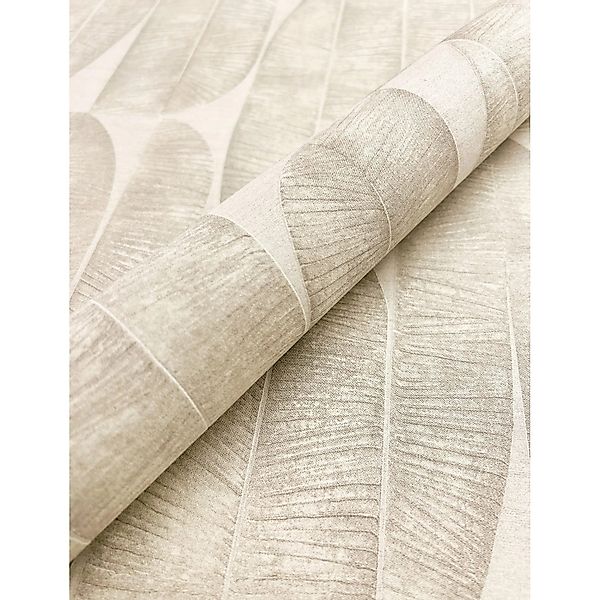 Newroom Vliestapete Madina Beige Bananenblätter Modern FSC® günstig online kaufen