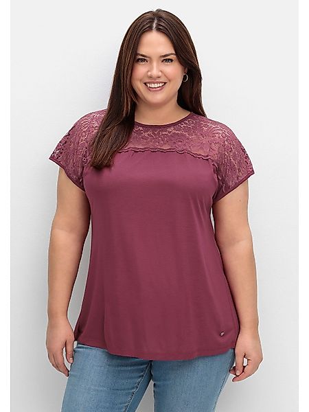 Sheego Spitzenshirt Große Größen mit Spitzenpasse günstig online kaufen