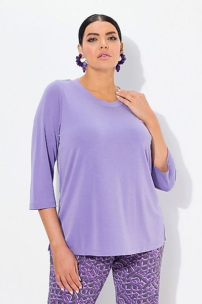 Ulla Popken T-Shirt Shirt Rippbündchen Rundhals 3/4-Arm günstig online kaufen