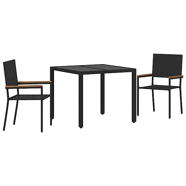 vidaXL Garten Essgruppe 3-Tlg Schwarz Poly-Rattan 3365384 günstig online kaufen