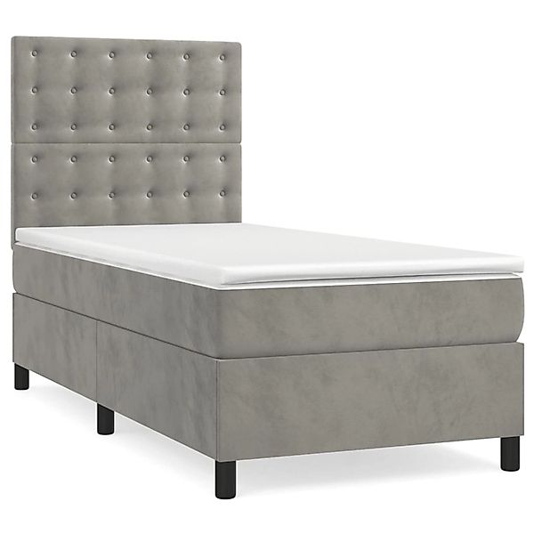 vidaXL Boxspringbett mit Matratze Hellgrau 90x190 cm Samt 3143235 günstig online kaufen