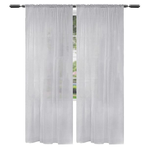 Woltu Gardine, Kräuselband (2 St), halbtransparent, günstig online kaufen