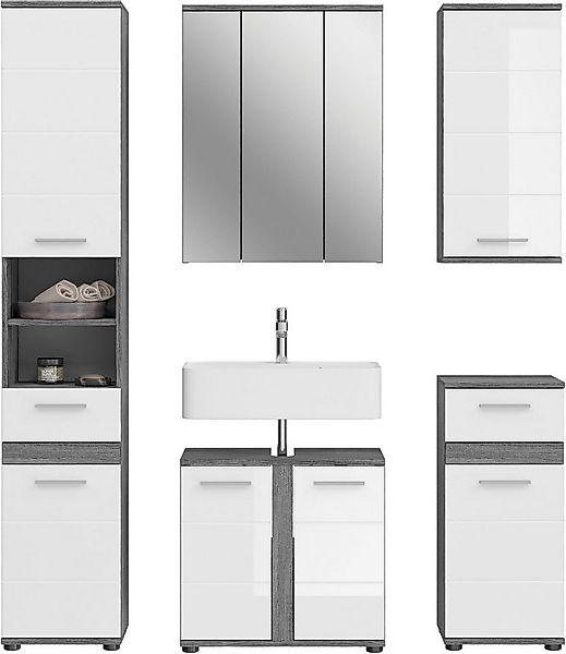 welltime Badmöbel-Set LUCCA, 5-teilig, TOPSELLER!, MDF Hochglanzfront, best günstig online kaufen