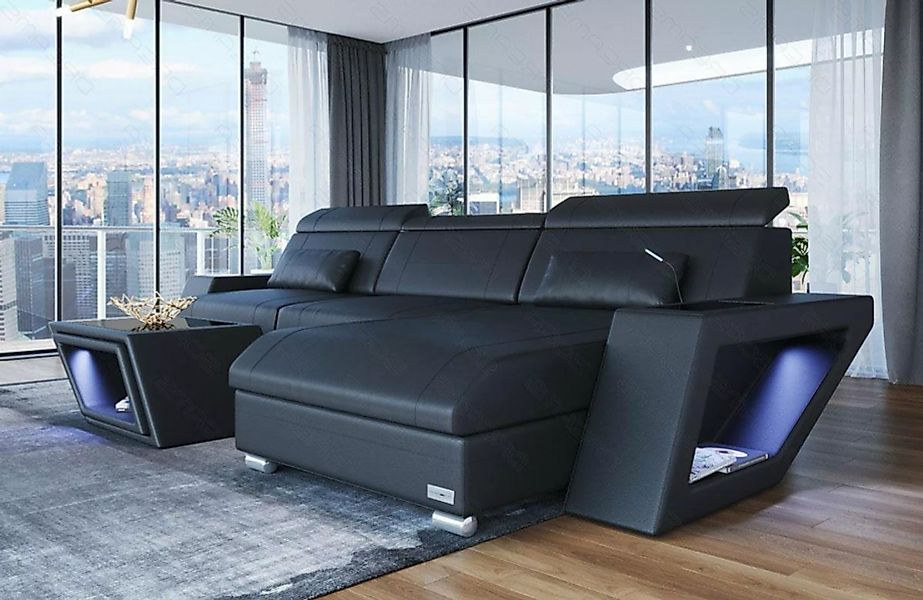 Sofa Dreams Ecksofa Ledersofa Couch Catania L Form Leder Sofa, mit LED, wah günstig online kaufen
