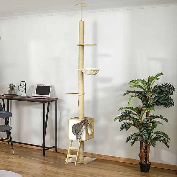 PawHut Kratzbaum Kletterbaum mit Katzenhaus Katzenleiter günstig online kaufen