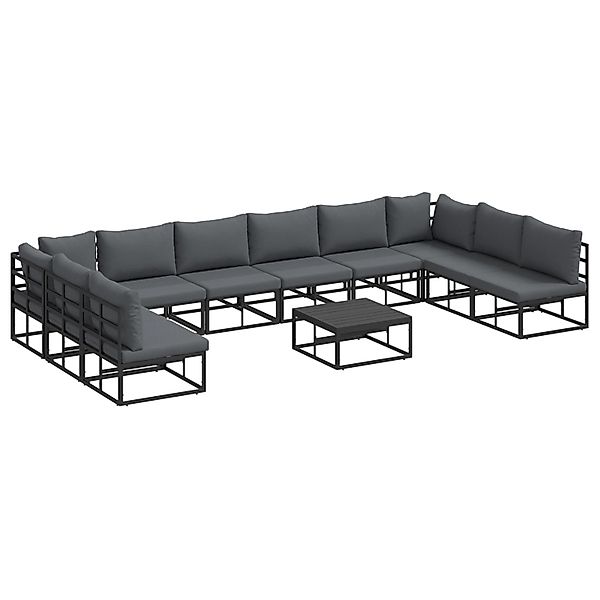 vidaXL Garten-Sofa-Set mit Kissen 11-Tlg Schwarz Aluminium 3378903 günstig online kaufen