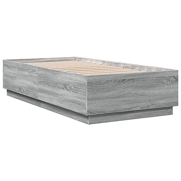 vidaXL Bettgestell mit LED Grau Sonoma 90x190 cm Holzwerkstoff 3209665 günstig online kaufen