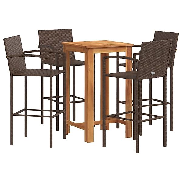 vidaXL 5-Tlg Gartenbar-Set Braun Massivholz Akazie und Poly Rattan 3295275 günstig online kaufen