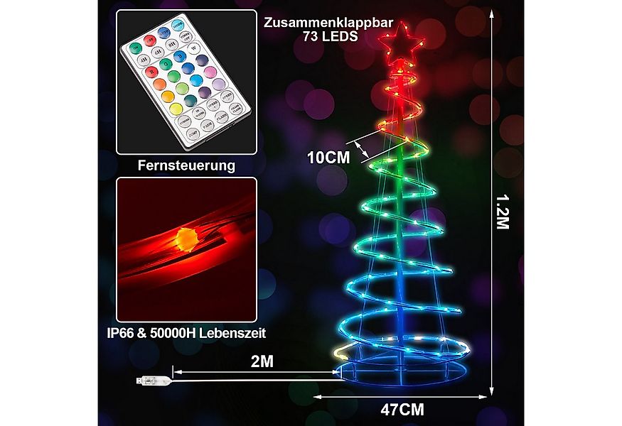 Rosnek Künstlicher Weihnachtsbaum faltbar, RGB, 8 Modi, Timer, für Wohnzimm günstig online kaufen