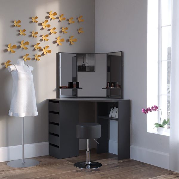 Vicco Schminktisch Arielle, Schwarz, 110 cm günstig online kaufen