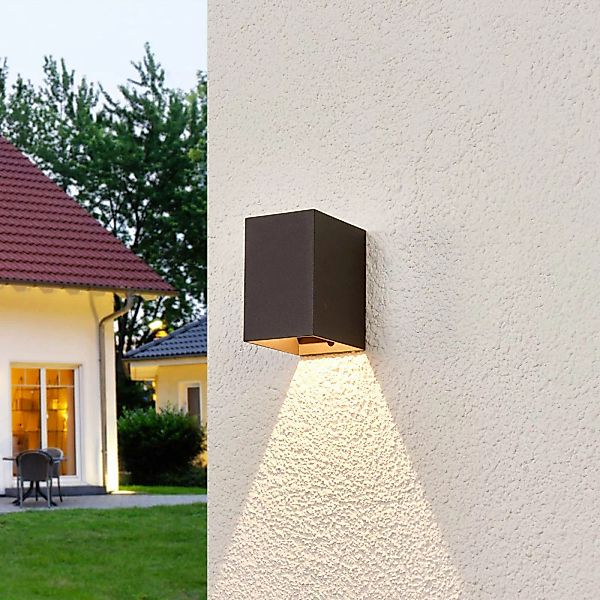 Dunkelgraue LED-Außenwandlampe Mikka günstig online kaufen