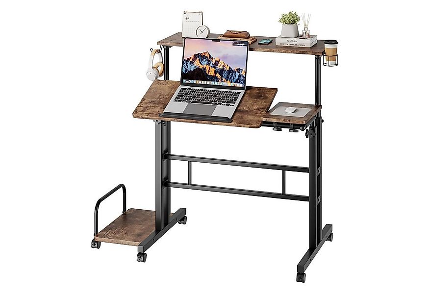 YOLEO Computertisch Höhenverstellbarer Stehpult mit Rollen und neigbar Tisc günstig online kaufen