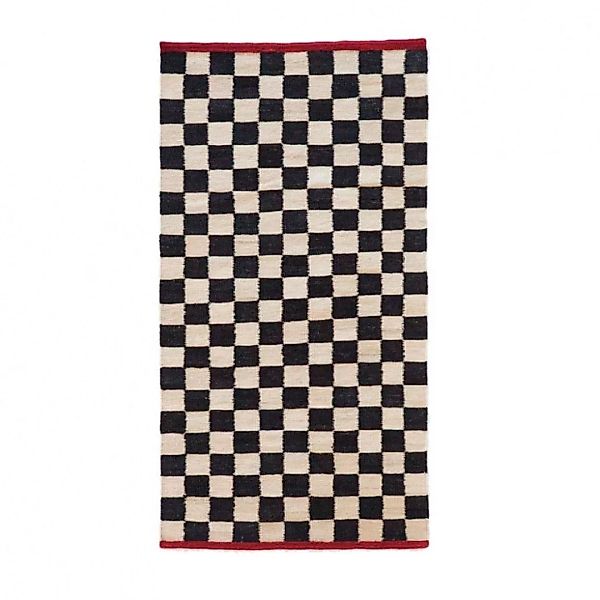 Nanimarquina - Mélange Pattern 4 Kilim Teppichläufer - schwarz/weiß/rot/80x günstig online kaufen