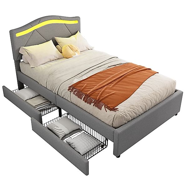 Flieks Polsterbett, LED Einzelbett 90x200cm mit günstig online kaufen