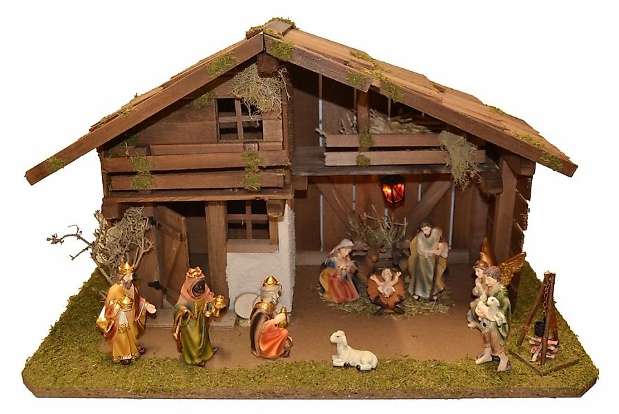 Alfred Kolbe Krippe "Krippenstall ohne Trafo" mit Busch, Laterne, Lagerfeue günstig online kaufen