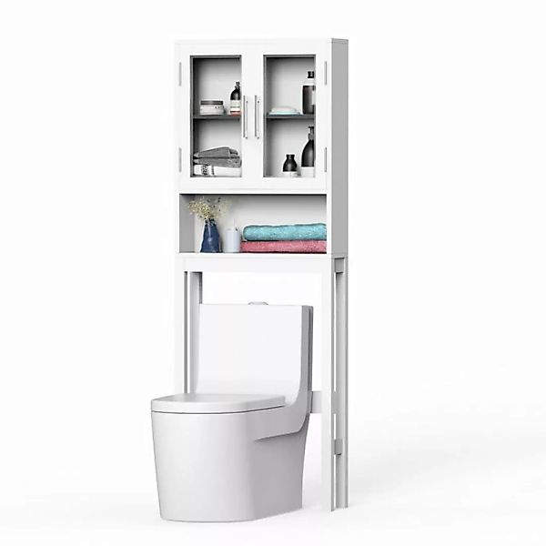 COSTWAY Hochschrank Badezimmerregal 3-stufig mit 2 Türen günstig online kaufen