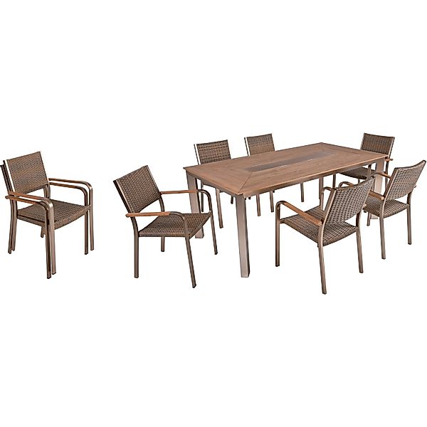 Garden Pleasure Garten-Essgruppe "FLORENCE" 9 Stk. tlg. stapelbar günstig online kaufen