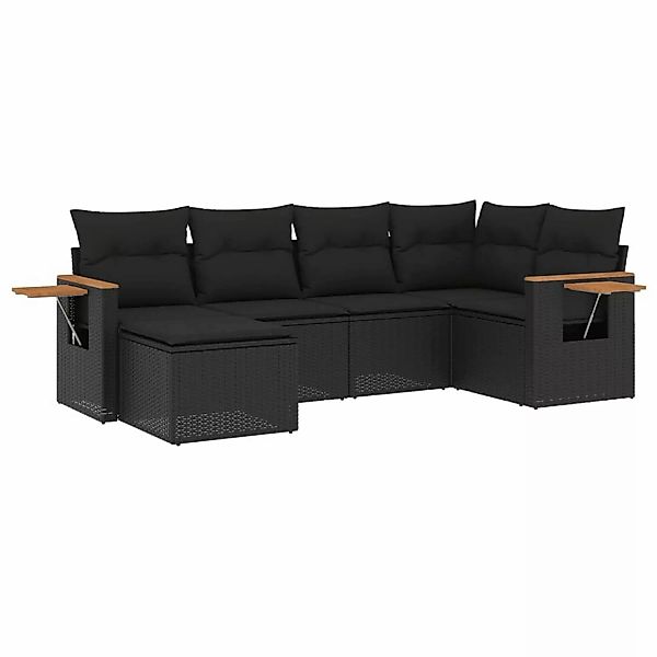 vidaXL 6-tlg Garten-Sofagarnitur mit Kissen Schwarz Poly Rattan Modell 214 günstig online kaufen