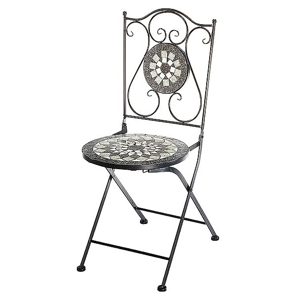 Kobolo Gartenstuhl Klappstuhl Mosaikstuhl Metallstuhl Grau H88 cm günstig online kaufen