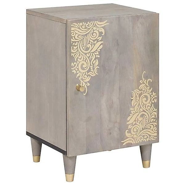 vidaXL Badezimmerschrank mit Tür Grau 38 x 33 x 58 cm Massivholz Mango 4018 günstig online kaufen