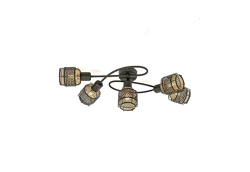 Lindby Deckenleuchten Eudoria, Metall, Schwarz IP20, 5 x 10 W LED günstig online kaufen