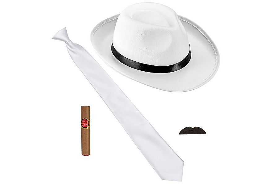 Widmann S.r.l. Kostüm Gangster Set 'Mafia' 4-tlg., Weiß - Hut Bart Ziga günstig online kaufen