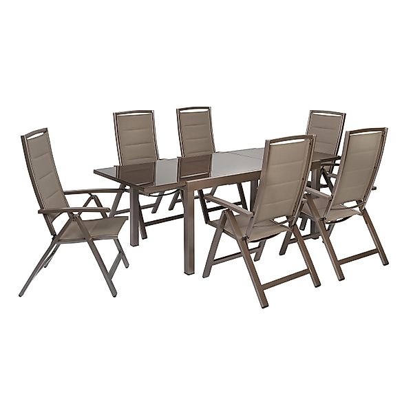 Merxx Tinetto Set 7-tlg. 6 Klappsessel Gartentisch Ausziehbar 150 (220) x 9 günstig online kaufen