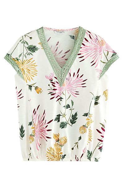 Next V-Shirt Kurzärmeliges Top, Spitzendetails und günstig online kaufen