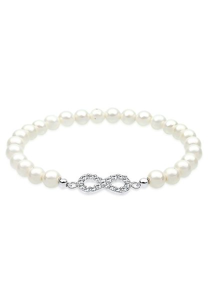 Elli Perlenarmband Infinity Symbol Muschelkernperlen Weiß günstig online kaufen