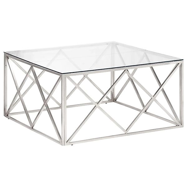 vidaXL Couchtisch Silbern Edelstahl und Hartglas Modell 2 günstig online kaufen