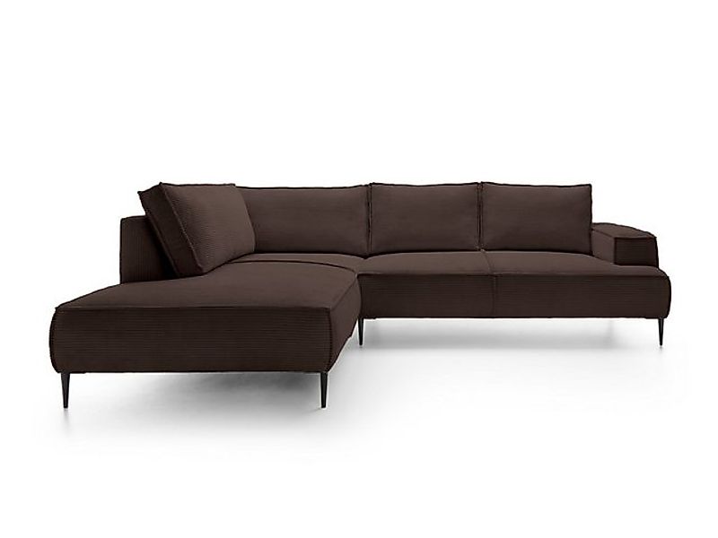 Goldstoff Ecksofa Cord VESPA L Beige – großes Wohnlandschaft Sofa L-Form, G günstig online kaufen