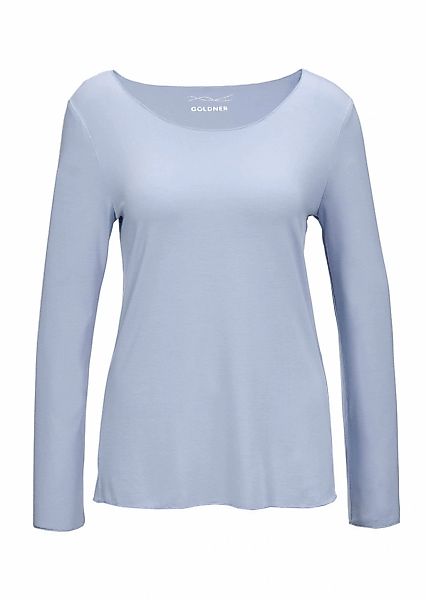 GOLDNER Longpullover "Kombistarkes Langarmshirt mit tonaler Zierkante" Ohne günstig online kaufen