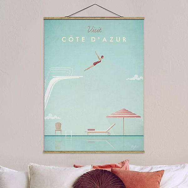 Stoffbild mit Posterleisten - Hochformat Reiseposter - Côte d´Azur günstig online kaufen