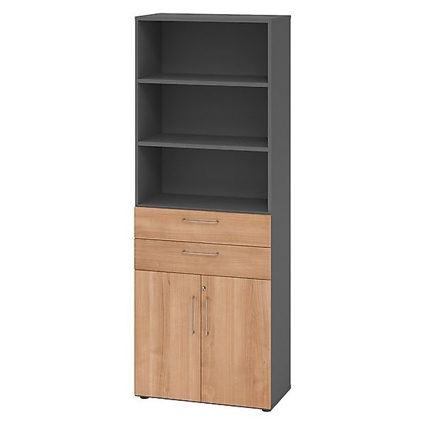 bümö Aktenschrank smart Kombischrank - mit Schubladen Dekor: Graphit/Nussba günstig online kaufen