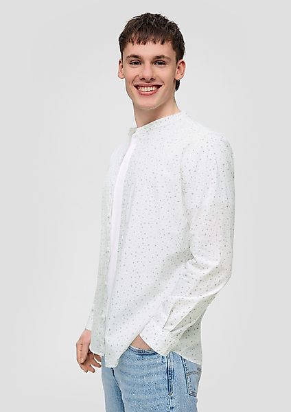 QS Langarmhemd Hemd Baumwollhemd mit All-over-Print günstig online kaufen