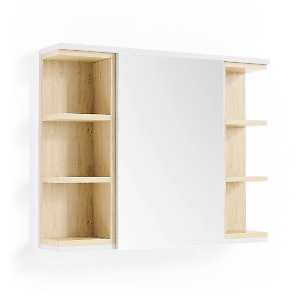 Vicco Badspiegelschrank Aquis Weiß/Sonoma 79 x 64 cm günstig online kaufen