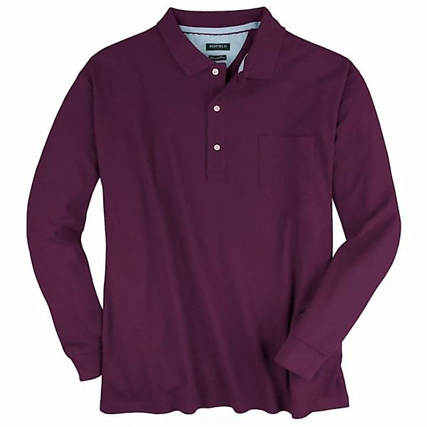 redfield Langarm-Poloshirt Große Größen Herren Langarm-Poloshirt pflaume Re günstig online kaufen