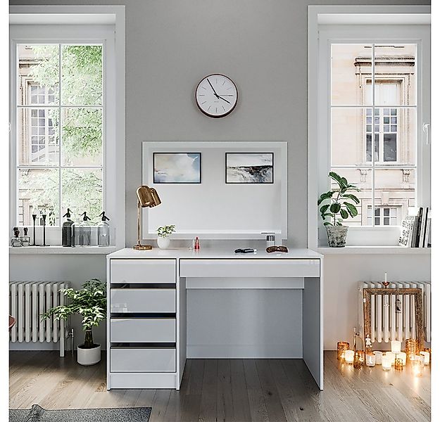 Vicco Schminktisch Sherry, Weiß/Gold/Gold, 120 cm ohne Spiegel günstig online kaufen