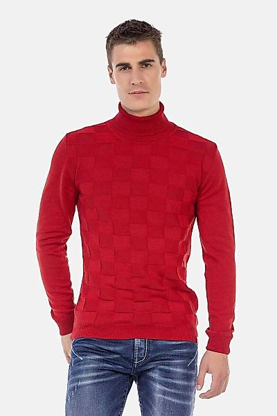 Cipo & Baxx Rollkragenpullover "Pullover", mit kariertem Strickmuster, CP24 günstig online kaufen