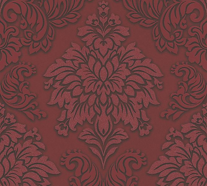 Bricoflor Rote Tapete mit Glitzer Barock Tapete in Weinrot Elegant Neobaroc günstig online kaufen