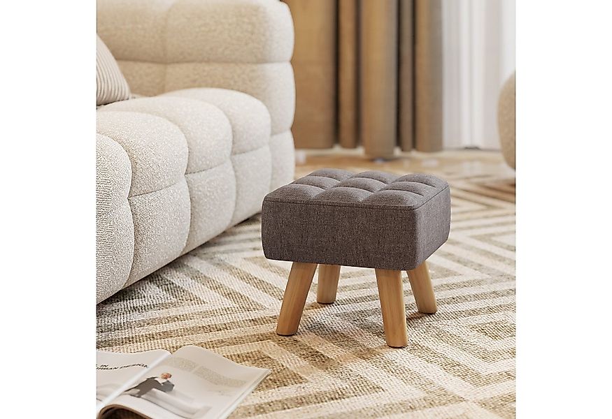 HOMCOM Fußhocker mit Leinenoptik, Holzbeine (Moderner Sitzhocker, 1 St., Po günstig online kaufen