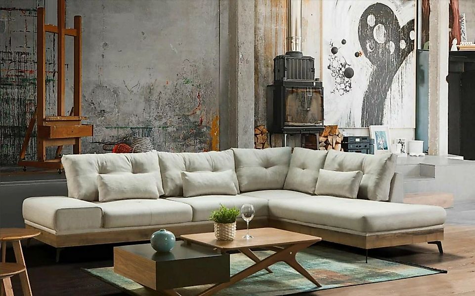 JVmoebel Ecksofa Modernes Weißes Ecksofa L-Form Couch Polster Wohnlandschaf günstig online kaufen