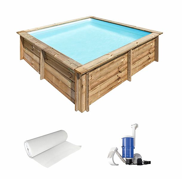 Gre Rechteckpool "CITY mit Bodenschutzflies und Filteranlage" Kiefernholz, günstig online kaufen