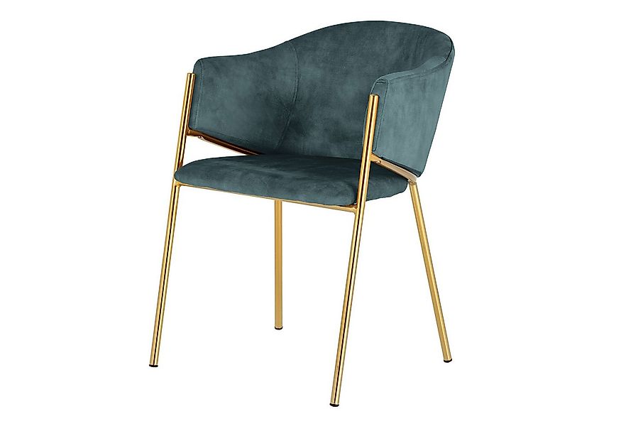 riess-ambiente Esszimmerstuhl NOBLESSE petrol / gold - Samt, Metallgestell, günstig online kaufen