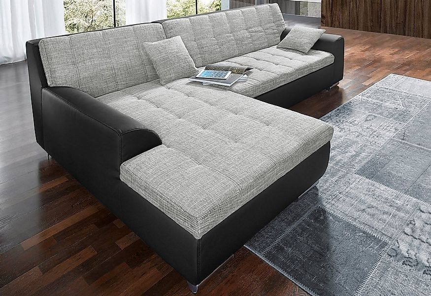 DOMO collection Ecksofa Treviso, wahlweise mit Bettfunktion, incl. Zierkiss günstig online kaufen