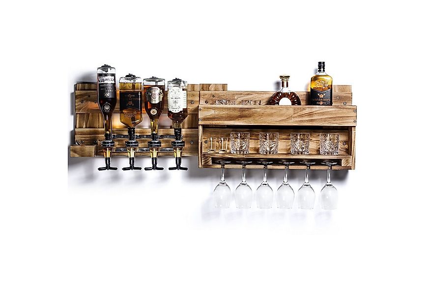 Yorbay Weinregal aus Holz, Wandbar mit 4 Getränkespender Wandmontage, Die l günstig online kaufen