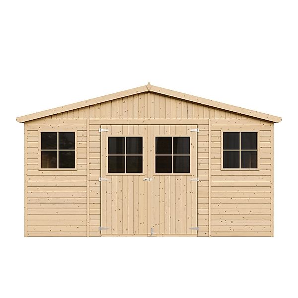 Timbela Gartenhaus Holz Abstellraum  M330 15,84 m² mit Fenstern günstig online kaufen