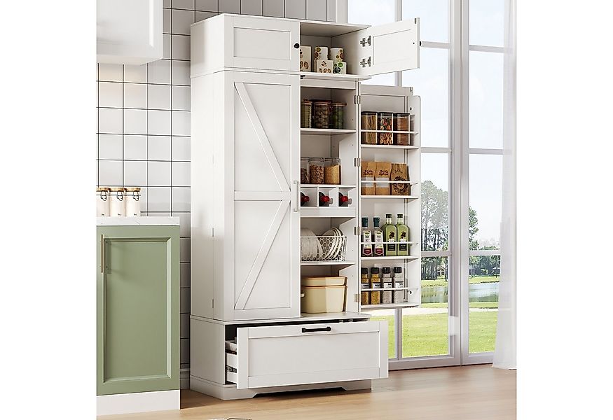 Flieks Hochschrank mit Schubladen, Weinregal und Türregalen (1-St., 80×40×1 günstig online kaufen