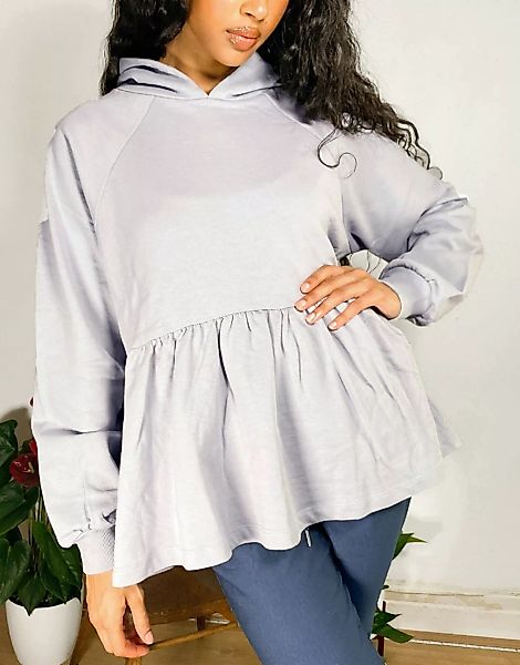 ASOS DESIGN – Gesmokter Pullover mit Kapuze-Blau günstig online kaufen