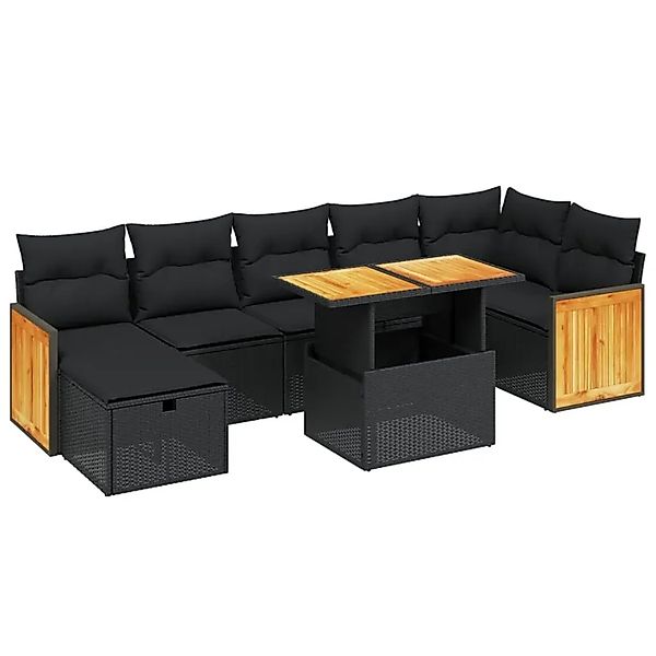 vidaXL 8-Tlg Garten-Sofagarnitur mit Kissen Schwarz Poly Rattan 3276254 günstig online kaufen